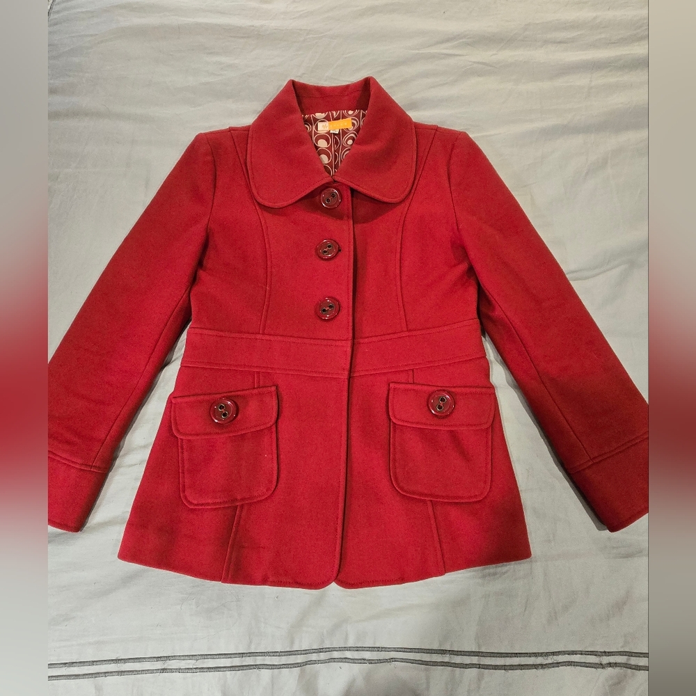 Large, maroon, Tulle Coat